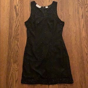 Hundred percent silk black beaded dress